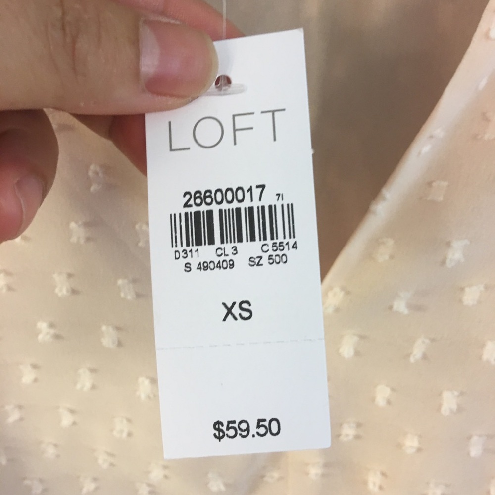 LOFT Sheer Lined Blouse Top Shirt XS Embellished - Picture 5 of 8